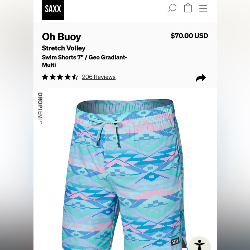 Oh Bouy Stretch Volley
Swim Shorts 7" / Geo Gradiant- Multi